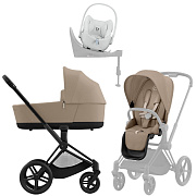 Коляска Cybex Priam IV Matt Black complete Cloud T Urban Mobility White Base T 4 в 1 Cozy Beige