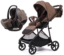 Прогулочная коляска Peppy Amici с автокреслом Verona Brown Mocca рама Mocca