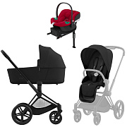 Коляска Cybex Priam IV Matt Black complete Aton B2 Dynamic Red Base One 3 в 1 Sepia Black