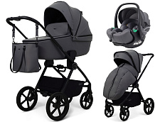 Детская коляска Rant Teo Soft 3 в 1 с автокреслом Evomax Grey Graphite