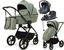 Детская коляска Rant Teo Soft 4 в 1 с автокреслом Miro Graphite и базой Olive