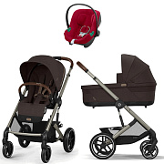 Коляска Cybex Balios S Lux TPE complete Aton B2 Dynamic Red 3 в 1 Chocolate Brown с дождевиками