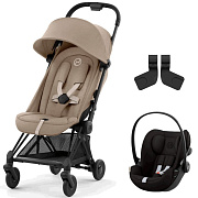 Коляска Cybex Coya Matt Black Frame Cloud G i-Size Magic Black 2 в 1 Cozy Beige с дождевиком и бампером