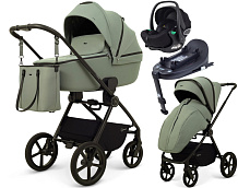 Детская коляска Rant Teo Soft 4 в 1 с автокреслом Evomax Black и базой Olive