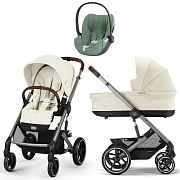 Коляска Cybex Balios S Lux TPE complete Cloud T Leaf Green Plus 3 в 1 Seashell Beige с дождевиками