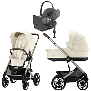 Коляска Cybex Talos S Lux TPE complete Cloud T Mirage Grey Plus Base T 4 в 1 Seashell Beige с дождевиками