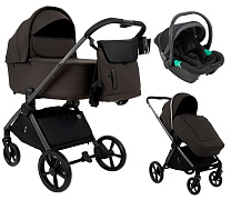 Детская коляска Pituso Teffy 3 в 1 с автокреслом Santiso Pro Black Turkish Coffee/Graphite