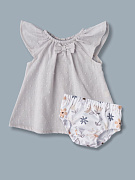 Кофточка c трусиками Little Star 194731 цветочек, серый/белый 68