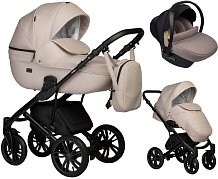 Детская коляска Indigo Mio Eco 3 в 1 с автокреслом Avionaut Cosmo Beige 02 св.бежевая кожа