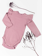 Боди AmaroBaby Fashion с длинным рукавом с рюшами ЧЗ розовый 74