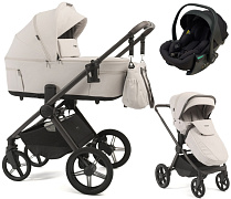 Детская коляска Peppy Soho 3 в 1 с автокреслом Jet Black Taupe (бежевый), рама серо-бежевый