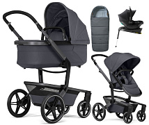 Детская коляска 4 в 1 Joolz Day 5 и автокресло Baby-Safe Core Space Black и база Baby-Safe Core без адаптеров + конверт в подарок Stone grey