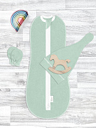 Комплект для новорождённого Mjolk Пыльный ментоловый пеленальный кокон, шапочка, антицарапки 56