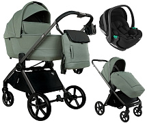 Детская коляска Pituso Teffy 3 в 1 с автокреслом Baesa Black Sage Green/Graphite