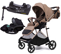 Прогулочная коляска Peppy Amici с автокреслом Verona Black и базой Latte рама Beige