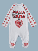 Комбинезон-асим на кнопках Little Star Мама+Папа=Я 8692 (ЧЗ-мз) белый 68