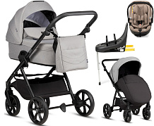 Детская коляска Tutis Leo 3 Plus 4 в 1 с автокреслом Beno Beige и базой 1582068 Warm Grey