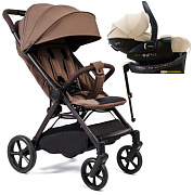 Прогулочная коляска Peppy Vigo с автокреслом Jet Beige и базой Mocca мокко
