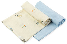 Пелёнки муслиновые Buba Kids, 2 шт, 75х115 см BKMUSSW15 Таежная ночь/ нежно-голубой