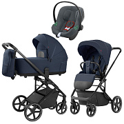 Коляска Carrello Alfa CRL-6522 2025 Cybex Aton B2 i-Size Steel Grey 3 в 1 Denim Blue