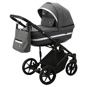 Детская коляска Adamex Rimini 2 в 1 Ri11-LUX (Т.СЕР.БЛЕСТКИ+Т.СЕР.КОЖА+СЕРЕБР.ОТДЕЛКА)