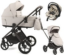 Детская коляска Peppy Soho 3 в 1 с автокреслом Welldon Crown 2 Beige Taupe (бежевый), рама серо-бежевый