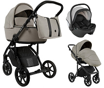 Детская коляска Roan Bass Next 2.0 3 в 1 с автокреслом Pituso Baesa Pro Black,Beige Canopy BSN/41/2 Hazel/Black/руч.Black