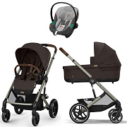 Коляска Cybex Balios S Lux TPE complete Aton S2 Lava Grey 3 в 1 Chocolate Brown с дождевиками