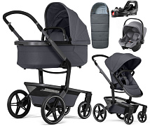 Детская коляска 4 в 1 Joolz Day 5 и автокресло Baby-Safe Core Frost Grey и база Vario Base 5Z без адаптеров + конверт в подарок Stone grey
