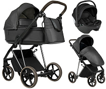 Детская коляска Roan Sol Vintage Luxury Leather 2.0 3 в 1 с автокреслом Pituso Baesa Pro Black VEGA99DB Woodland Gray/Nickel/руч.Cappuccino
