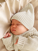 Шапочка вязаная AmaroBaby Pure Love Tot, демисезонная ЧЗ молочный 40