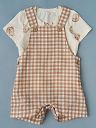 Футболка с песочником Little Star Мишки 265005 (мз) крем/бежевая клетка 68