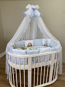 Комплект в детскую кроватку Lappetti Лео для овальной и прямоугольной кроватки 6 предметов Голубой