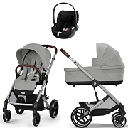 Коляска Cybex Balios S Lux SLV complete Cloud T Sepia Black 3 в 1 Stone Grey с дождевиками