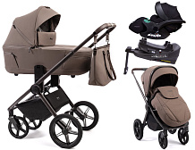 Детская коляска Peppy Monaco Thermo 4 в 1 с автокреслом Verona Black и базой Mocca (кофе), рама серо-коричневая