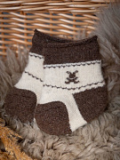 Носочки НаследникЪ Выжанова 100% овечья шерсть SW-MX ЧЗ бежевый/шоколад, зайчик, р. 0 8-12