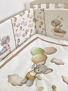 Комплект в детскую кроватку Lappetti Шарики для прямоугольной кроватки 6 предметов Молочный