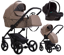 Детская коляска Bebetto Magnum Light SE Pro 3 в 1 с автокреслом Avionaut Cosmo 05 т.бежевая кожа черная рама