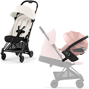 Коляска Cybex Coya Matt Black Frame Cloud T i-Size Peach Pink Plus 2 в 1 Off White с дождевиком и бампером