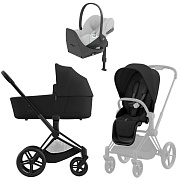 Коляска Cybex Priam IV Matt Black complete Cloud T Platinum White Plus Base T 3 в 1 Sepia Black