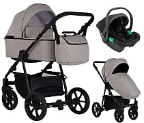 Детская коляска Pituso Tossa 3 в 1 с автокреслом Santiso Pro Black TS/50/01 Latte