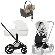 Коляска Cybex Priam V Matt Black Style Cloud T Cozy Beige Plus Base T 4 в 1 Off White