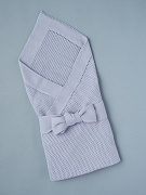 Плед вязаный и лента Little Star Классика 90х90 см голубой