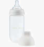 Бутылочка силиконовая Happy Baby с крышкой и соской 250 мл 10031 light grey