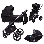 Детская коляска Peppy Monaco GP 3 в 1 с автокреслом Verona Black черный, рама темно-серая