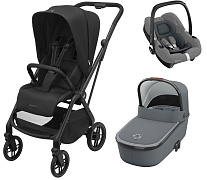Детская коляска Maxi-Cosi Leona²  Oria 3 в 1 с автокреслом CabrioFix Select grey 1204390110 Twillic Black/1507050110 Essential Grey