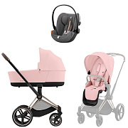 Коляска Cybex Priam IV Rosegold complete и автокресло Cloud G i-Size Lava Grey Plus 3 в 1 Peach Pink