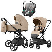 Коляска Carrello Alfa CRL-6522 2025 Cybex Aton S2 i-Size Lava Grey 3 в 1 Natural Beige