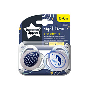 Соска-пустышка силиконовая ночная Tommee Tippee Night Time, 0-6 мес., 2 шт. TT0174-CALUT-DE-MARE