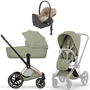 Коляска Cybex Priam V Rosegold Style Cloud T Cozy Beige Plus Base T 4 в 1 Sage Green